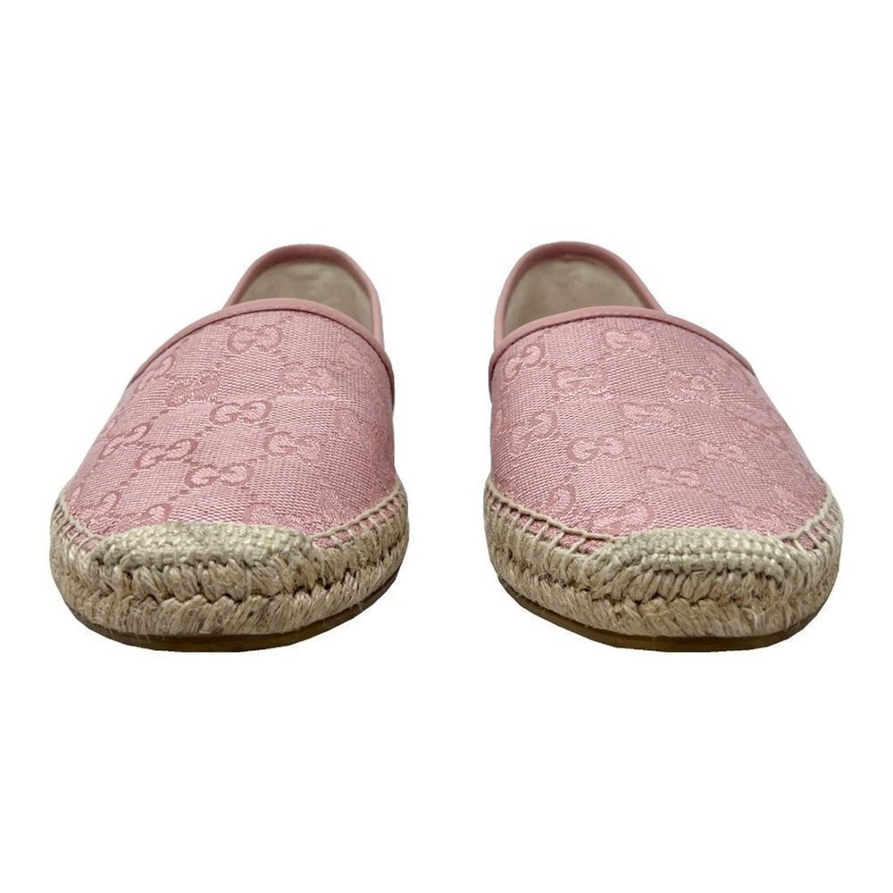 Gucci Pink GG Canvas Espadrille Flats Slip On Shoes 37.5 - Picture 3 of 9